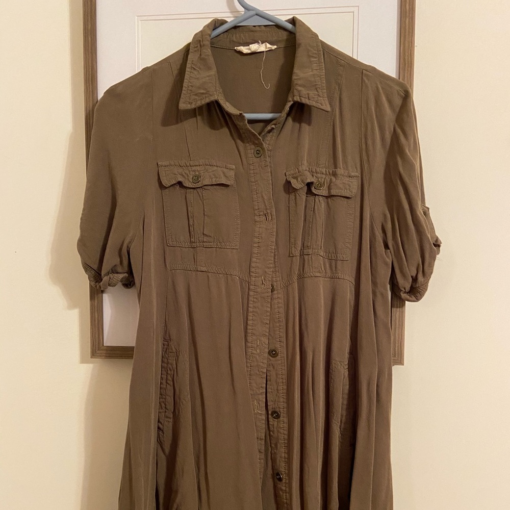 Brown Army Maternity Dress